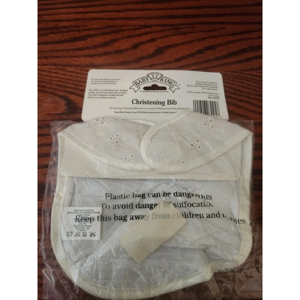 Vintage Baby King Christening Bib NOS